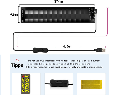 16*64 Flexibel LED-scherm Buitenbeeldscherm Waterdicht paneel Autovenster LED zacht bord