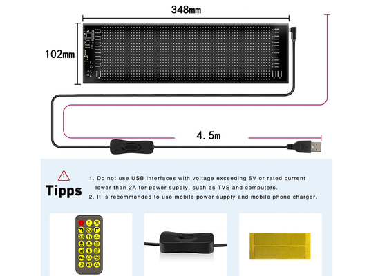 App Control LED Sign Board 20*64 Flexible USB Programmable Custom Scrolling Message Auto Signs Digitaal Display