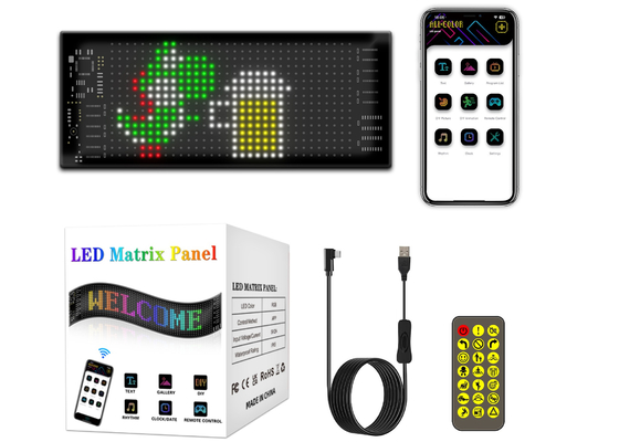 Programmeerbaar DIY Scrolling Text 5V USB Wireless Control RGB Flexible LED Car Sign Voor reclame