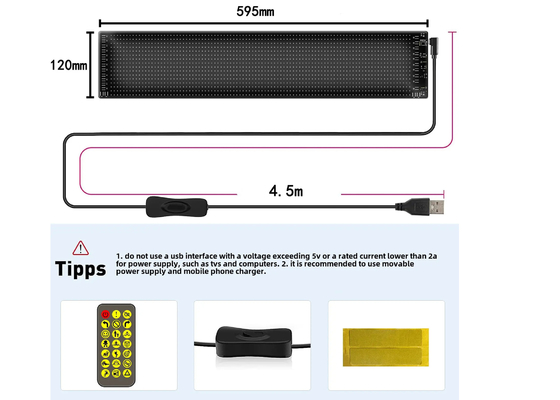 Smart Car Sticker 120x595mm RGB Dynamic LED Truck Demon Eye Light Voor buiten Smart Display IP65
