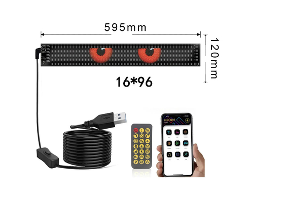 5VDC USB/2A 37x8.5cm LED Matrix Display Autopaneel Flexible Pixel Programmable Scrolling Advertising for DIY Animation Text