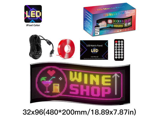 32*96 Dubbele rij led advertentieteken autopaneel flexibel pixel programmeerbaar scrollend diy tekstmatrix paneel