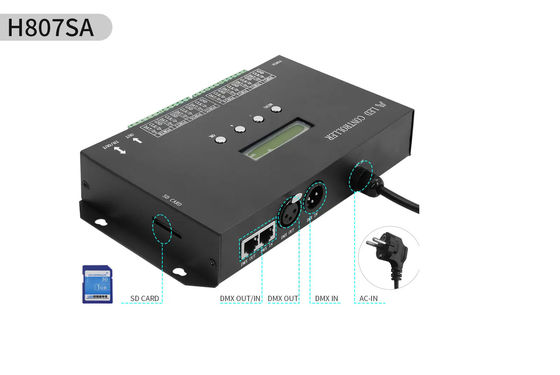 DMX512 Programmeerbare SPI Led Controller H807SA 8192Pixels Voor DMX512 WS2811 WS2812B WS2815 APA102 Led Strip
